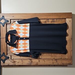 Tito's Handmade Vodka Black W/ Argyle Golf Polo Shirt Men's Small